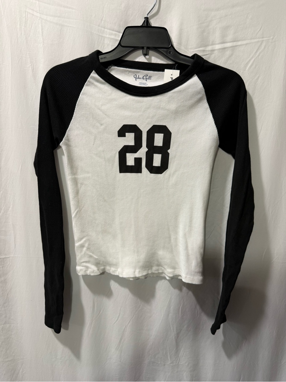 PacSun Black & White '28' Raglan Long Sleeve Tee